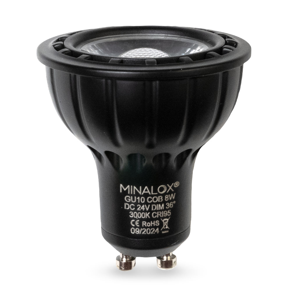 MINALOX LED BULB GU10 8W 24V 36° 3000K BLACK