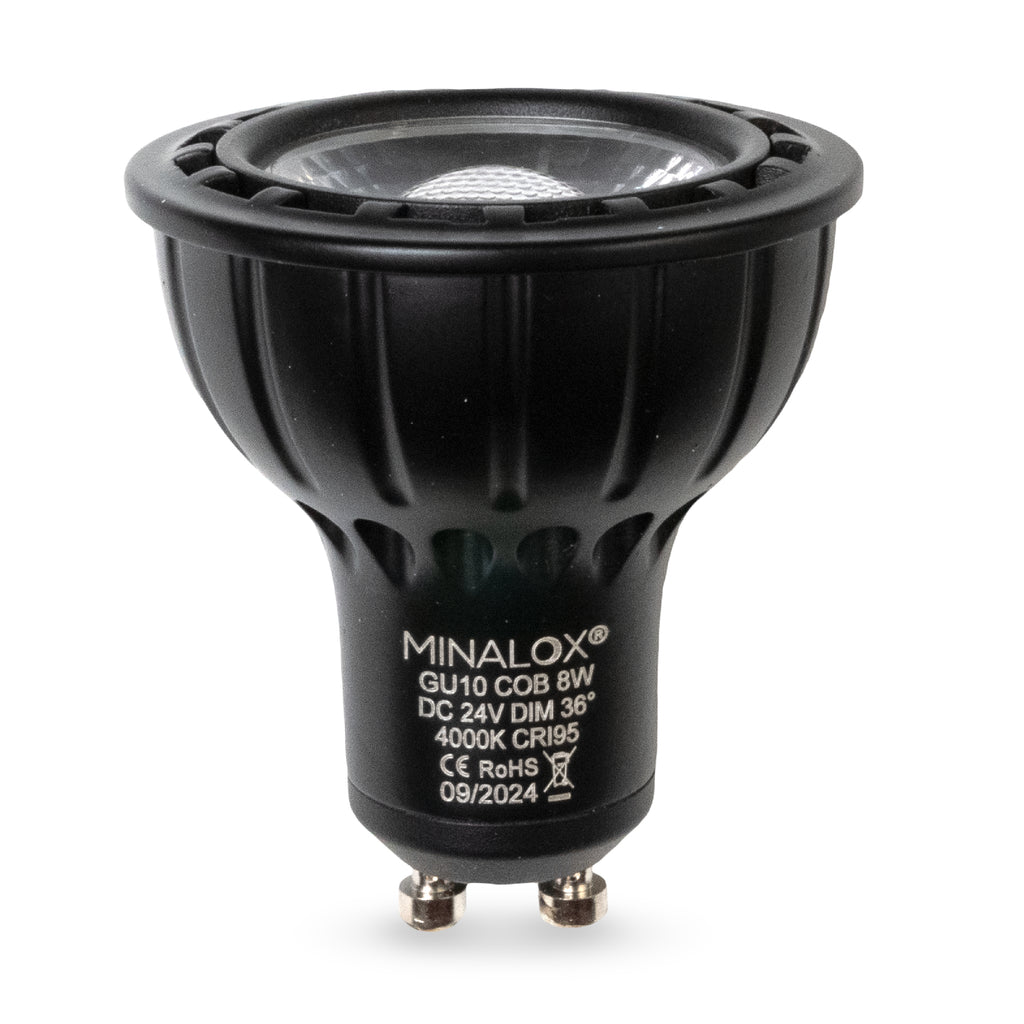 MINALOX LED BULB GU10 8W 24V 36° 4000K BLACK